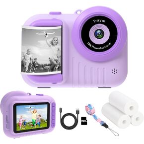 Kids Camera Instant Print, 3.5 Inch Screen Kids Digital Camera Instant, Christmas Birthday Gifts for Girls Age 3-12, Portable Toddler Camera Toy Gifts for 3 4 5 6 7 8 9 10 Year Old Girls Boys (Purple)