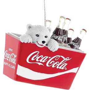 Coca-Cola Kurt Adler Polar Bear Cub in Coke Cooler Ornament, Resin, 2.75-Inch
