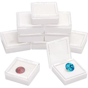 PH PandaHall Gem Display Box, 10pcs Clear Acrylic Diamond Storage Box Loose Diamond Display Case Square Jewelry Case Gemstone Containers with Lid Sponge for Gems Diamond Jewelry Display, 1.6x1.7inch