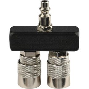 FORNAX 4-Way Straight Air Manifold Air Splitter, Line Type Air Compressor Splitter with 4 Couplers and 1/4" NPT Male Plug, Air Compressor Hose Splitter Quick Connect Socket
