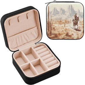 Jewelry Box Cow Print Travel Mini Jewelry Storage Box, Portable PU Leather Jewelry Organizer Case Necklace, Earrings, Rings, Bracelet Storage Holder for Girls Ladies Women Gift
