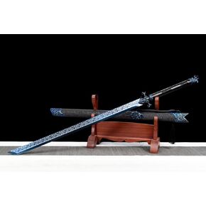 LoongSword Dragon Tang dao Swords Real,Broadsword,Hand Forged High Carbon Steel Blue Blade,Alloy Fittings,PU Scabbard 42 inch