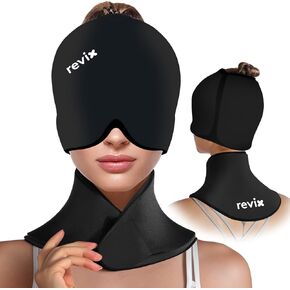 REVIX Migraine Relief Cap & Neck Ice Pack Wrap Set, Pliable Solid Gel Headache Cap Ice Mask & Ice Pack for Neck Injuries, Cervical Surgery, Tension, Stress, Sinus, Swelling