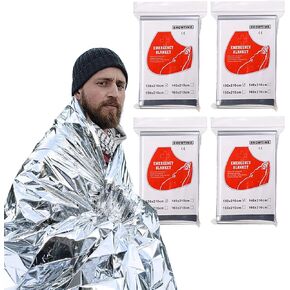 4 Pack Emergency Mylar Blanket, Space Blanket Survival kit Camping Blanket Perfect for Outdoors, Hiking, Camping Survival, First Aid- 82" x 51"