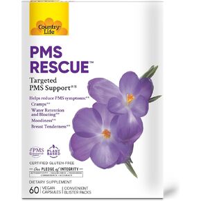 إنقاذ الحياة الريفية من الدورة الشهرية - دعم الدورة الشهرية المستهدف، عبوات نفطة مريحة، نباتي، يساعد على تقليل أعراض الدورة الشهرية، 60 كبسولة نباتية، خالي من الغلوتين، نباتي معتمد in Kuwait