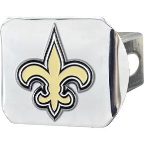 New Orleans Saints NFL Chrome Metal Hitch Cover with 3D Colored Team Logo by FANMATS - Unique Team Logo Molded Design – Easy Installation on Truck, SUV, Car - Ideal Gift for Die Hard Football Fan