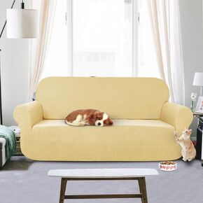 Stretch Sofa Cover Water-Repellent Couch Covers Dog Cat Pet Proof Couch Slipcovers Protectors (Sofa, Beige)