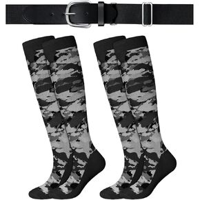 Haysandy 3 Pcs Youth Digital Camo Baseball Socks and Belt Set Softball Socks with Waist Belt for Boys Girls