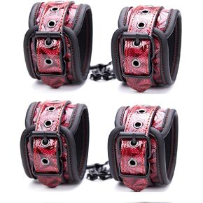 Gym Ankle Straps for Cable Leg Cuffs for Adjust Wrist Cuffs Ankle Cuffs Combo Leather Connector Set Pu Leather Sports Exercise Fitness Training Kit
