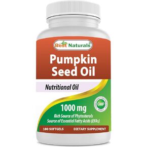 Best Naturals Pumpkin Seed Oil Bladder Control 1000 mg 180 Softgels