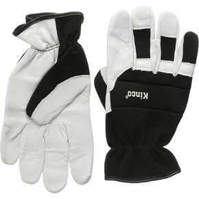 Kinco - KincoPro™ Pearl Premium Grain Goatskin Leather Palm & Knuckles, Black Polyester-Spandex Fabric Back, Easy-On™ Cuff, Shirred Elastic Wrist, Wing Thumb Design, X-Large
