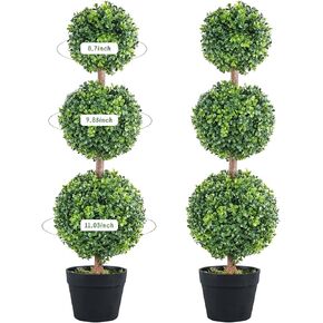 2 Pack Artificial Boxwood Tree,3ft Set of Two.Bushes for Indoor Outdoor.