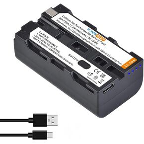 2Pcs 2800mAh NP-F550 USB-C Charging Battery for NP F550 F570 F750 F770 F950 F960 F970 Batteries with Type-C Charging Port, Compatible with Yongnuo Godox LED Video Light Camera Light Panel
