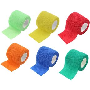 6 Rolls Non Woven Self Adhesive Bandage Cohesive Bandage Rolls Breathable Atheletic Tape Pet Vet Wrap Elastic Sports Tape for Wrist Ankle