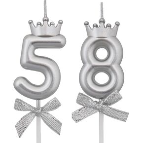 58 85 Birthday Candles, 58th 85th Cake Candles, Pink Birthday Number 58 85 Candles Cake Topper Decorations for Party Men Women