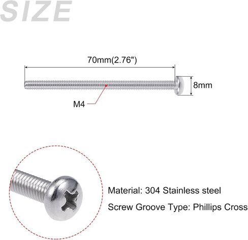 براغي آلة METALLIXITY (M6x12mm) 30 قطعة، مسامير فيليبس كروس 304 من الفولاذ المقاوم للصدأ - لتركيب الأثاث، والمثبتات الميكانيكية، والمعدات المكتبية in Saudi Arabia