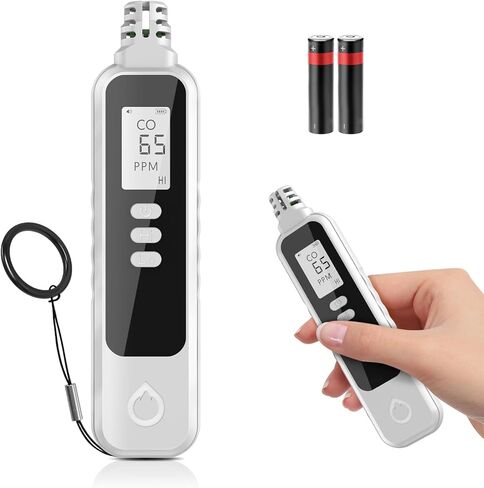 Carbon Monoxide Detectors Portable CO Detector Battery Powered, Handheld Carbon Monoxide Monitor Alarm Detector with LCD Display for Home/Outdoor/Travel (Batteries Included) (Black) in Kuwait