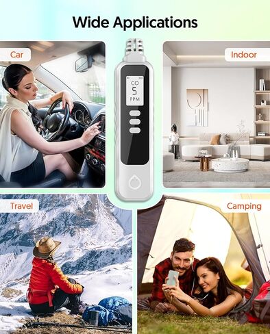 Carbon Monoxide Detectors Portable CO Detector Battery Powered, Handheld Carbon Monoxide Monitor Alarm Detector with LCD Display for Home/Outdoor/Travel (Batteries Included) (Black) in Kuwait