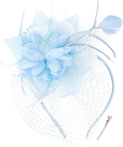 قبعات BABEYOND Fascinators للنساء - قبعة Kentucky Fascinator Derby لحفلات الشاي والريش والزهور الشبكية وعصابة رأس in Saudi Arabia