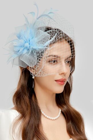 قبعات BABEYOND Fascinators للنساء - قبعة Kentucky Fascinator Derby لحفلات الشاي والريش والزهور الشبكية وعصابة رأس in Saudi Arabia