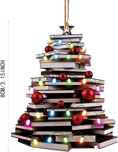 كتاب زخرفة شجرة عيد الميلاد، هدايا لمحبي الكتب، الاكريليك الإبداعية عيد الميلاد كتاب زخرفة السيارة، شجرة عيد الميلاد الديكور عطلة ديكور المنزل لهجات ديكور المنزل in Saudi Arabia