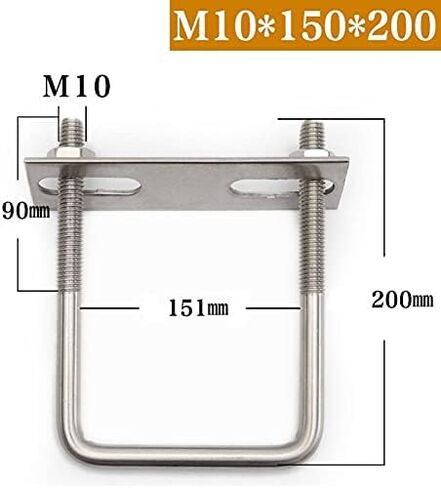 4 Sets 304 Stainless Steel Square U-Bolts 3.97"(101mm) Inner Width, 5.9"(150mm) Length Stainless with M10 Nuts, Frame Plate, Accessories for Automobiles Trailer (101×150mm (W*L)) in Saudi Arabia