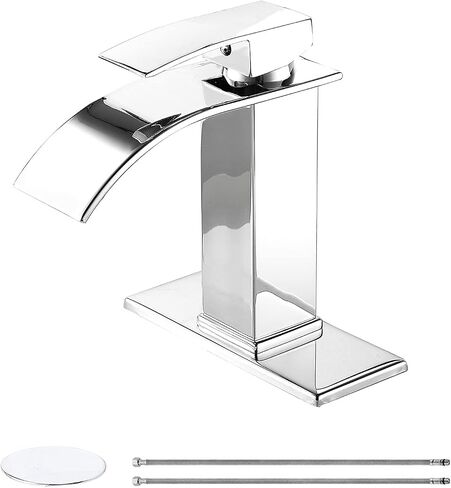 Bathroom Faucet Black Single Hole One Handle Vanity Bathroom Sink Faucet Waterfall Deck Mount Commercial Lavatory Bath Mixer Tap in Saudi Arabia