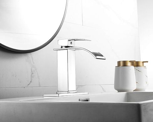 Bathroom Faucet Black Single Hole One Handle Vanity Bathroom Sink Faucet Waterfall Deck Mount Commercial Lavatory Bath Mixer Tap in Saudi Arabia