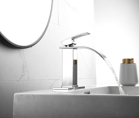 Bathroom Faucet Black Single Hole One Handle Vanity Bathroom Sink Faucet Waterfall Deck Mount Commercial Lavatory Bath Mixer Tap in Saudi Arabia