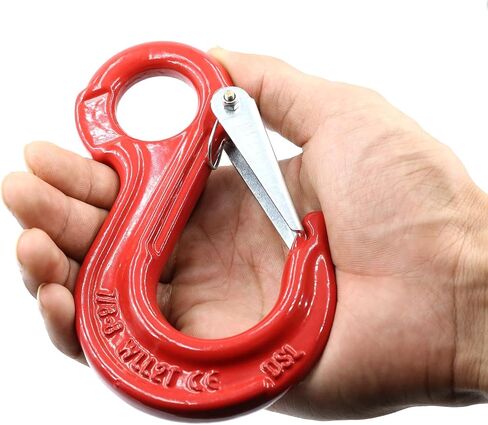 2-Pack G80 Eye Hooks with Self-Lock Latch, 2400lbs WLL (9600 lbs Breaking Force) - Heavy Duty Slip Hooks 1.12T for Hoisting, Rigging, Towing, and Trailer Transport in Saudi Arabia