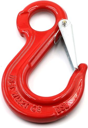 2-Pack G80 Eye Hooks with Self-Lock Latch, 2400lbs WLL (9600 lbs Breaking Force) - Heavy Duty Slip Hooks 1.12T for Hoisting, Rigging, Towing, and Trailer Transport in Saudi Arabia