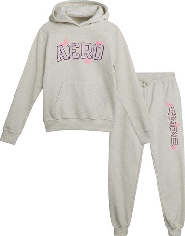 AEROPOSTALE Girls' Sweatsuit Set - 2 Piece Fleece Pullover Hoodie Sweatshirt, Jogger Sweatpants - Track Suit for Girls (7-16) in Saudi Arabia