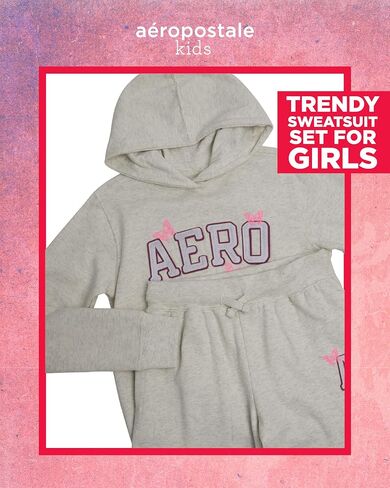 AEROPOSTALE Girls' Sweatsuit Set - 2 Piece Fleece Pullover Hoodie Sweatshirt, Jogger Sweatpants - Track Suit for Girls (7-16) in Saudi Arabia