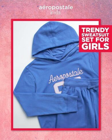 AEROPOSTALE Girls' Sweatsuit Set - 2 Piece Fleece Pullover Hoodie Sweatshirt, Jogger Sweatpants - Track Suit for Girls (7-16) in Saudi Arabia