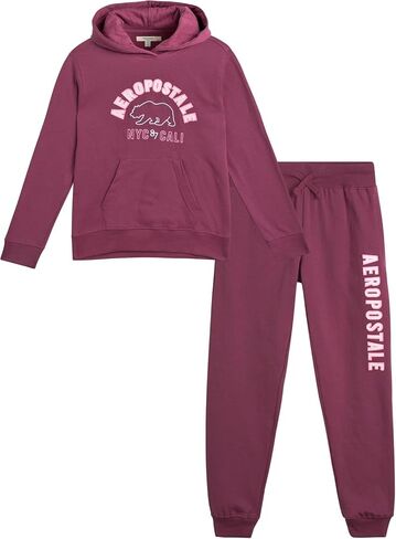 AEROPOSTALE Girls' Sweatsuit Set - 2 Piece Fleece Pullover Hoodie Sweatshirt, Jogger Sweatpants - Track Suit for Girls (7-16) in Saudi Arabia
