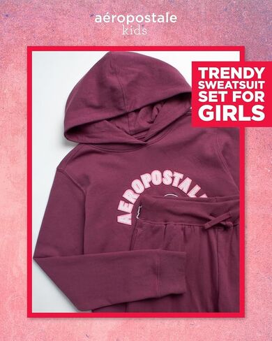 AEROPOSTALE Girls' Sweatsuit Set - 2 Piece Fleece Pullover Hoodie Sweatshirt, Jogger Sweatpants - Track Suit for Girls (7-16) in Saudi Arabia