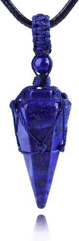 6 Facet Reiki Chakra Crystal and Healing Stone Necklace Pointed Crystal Pendant Reiki Stone Adjustable Rope Necklace for Women Men in Saudi Arabia