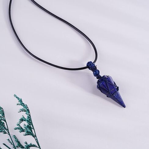 6 Facet Reiki Chakra Crystal and Healing Stone Necklace Pointed Crystal Pendant Reiki Stone Adjustable Rope Necklace for Women Men in Saudi Arabia