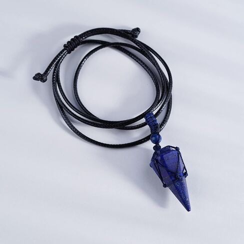 6 Facet Reiki Chakra Crystal and Healing Stone Necklace Pointed Crystal Pendant Reiki Stone Adjustable Rope Necklace for Women Men in Saudi Arabia