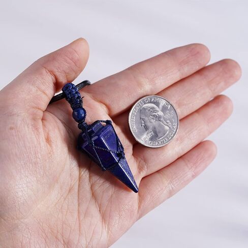 6 Facet Reiki Chakra Crystal and Healing Stone Necklace Pointed Crystal Pendant Reiki Stone Adjustable Rope Necklace for Women Men in Saudi Arabia