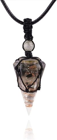 6 Facet Reiki Chakra Crystal and Healing Stone Necklace Pointed Crystal Pendant Reiki Stone Adjustable Rope Necklace for Women Men in Saudi Arabia