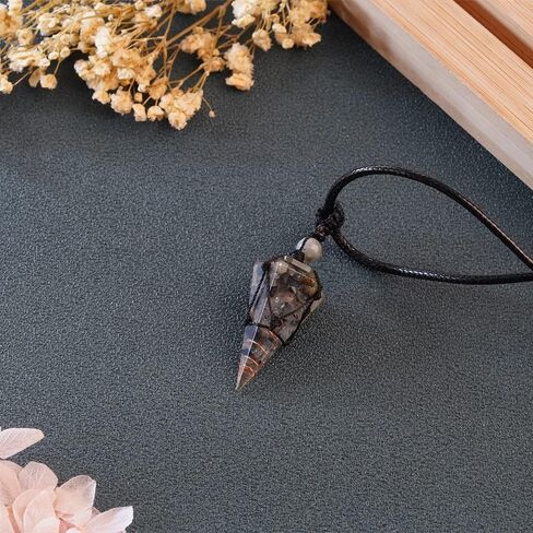 6 Facet Reiki Chakra Crystal and Healing Stone Necklace Pointed Crystal Pendant Reiki Stone Adjustable Rope Necklace for Women Men in Saudi Arabia