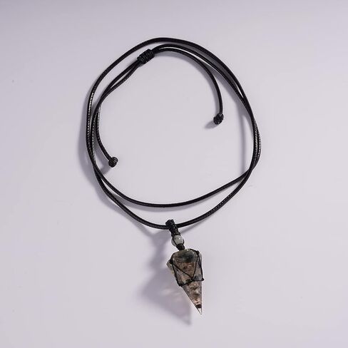 6 Facet Reiki Chakra Crystal and Healing Stone Necklace Pointed Crystal Pendant Reiki Stone Adjustable Rope Necklace for Women Men in Saudi Arabia