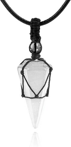 6 Facet Reiki Chakra Crystal and Healing Stone Necklace Pointed Crystal Pendant Reiki Stone Adjustable Rope Necklace for Women Men in Saudi Arabia