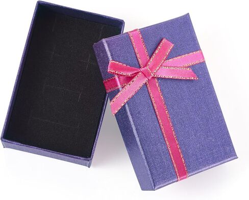 12pcs Jewelry Paper Boxes Bulk Purple Cardboard Rectangle Box Cases with Ribbon Bow for Birthday Wedding Earring Ring Necklace Bangle Bracelets Packaging 3.2 x 2.1 Inches in Saudi Arabia