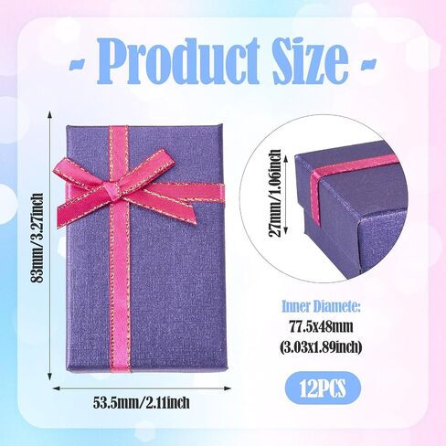 12pcs Jewelry Paper Boxes Bulk Purple Cardboard Rectangle Box Cases with Ribbon Bow for Birthday Wedding Earring Ring Necklace Bangle Bracelets Packaging 3.2 x 2.1 Inches in Saudi Arabia
