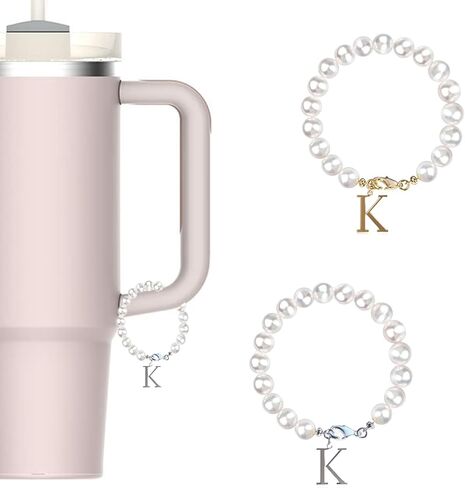 2pcs Pearl Letter Charm Accessories for Stanley Cup and Simple Modern Tumbler Name ID Personalized Charm for Stanley Tumbler with Handle 40 oz 30 oz 20 oz Customized for Stanley Cup Accessories in Kuwait