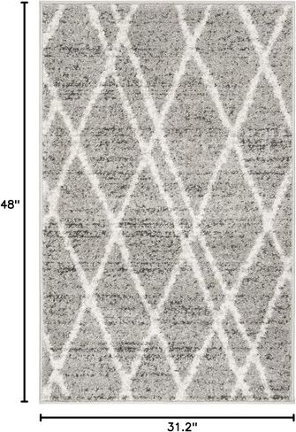 SAFAVIEH Adirondack Collection Runner Rug - 2'1" x 6', Ivory & Silver, Modern Moroccan Design, Non-Shedding & Easy Care, Ideal for High Traffic Areas in Living Room, Bedroom (ADR128B) in Saudi Arabia