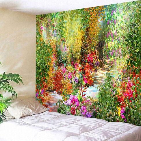 JAWO Flower Tapestry Colorful Floral Plants Tapestry Spring Theme Mystic Secret Garden Wild Flower Tapestry Wall Hanging Dorm Decor Wall Tapestries For Living Room Bedroom Picnic Wall Deco (80X60) in Kuwait
