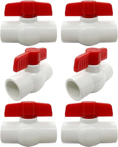 1/2 "صمام كروي PVC بمقبس منزلق ربع دورة أحمر على شكل حرف T صمام إغلاق أنابيب المياه (عبوة من 6) in Saudi Arabia